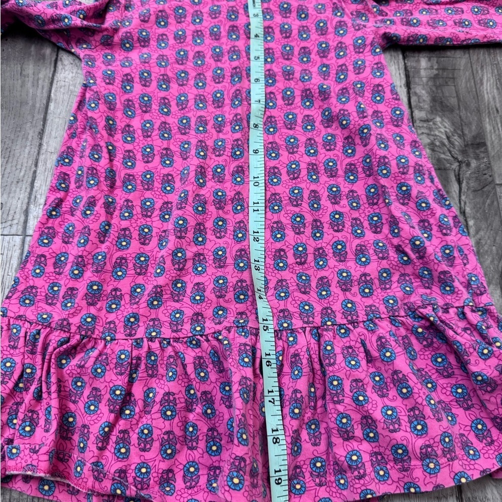 Tea Collection Girls Dress 4 Long Sleeve Pink Floral Drop Waist Tunic - Picture 5 of 6